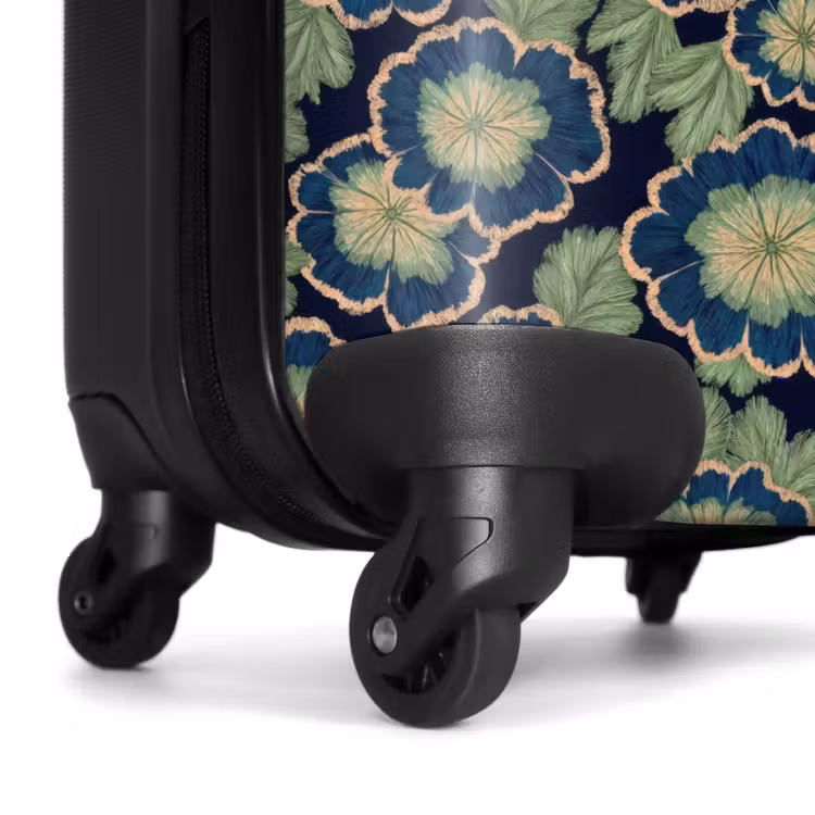 Koffer - Blumen – Stickerei – Muster – Blau – Grün - Bloemen - Borduurwerk - Patroon - Blauw - Groen NBS - Handbagage koffer - Vrouwen middel