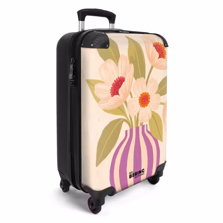 Koffer - Blumen – Vase – Abstrakt – Lila – Orange - Bloemen - Vaas - Abstract - Paars - Oranje NBS - Handbagage koffer - Vrouwen middel