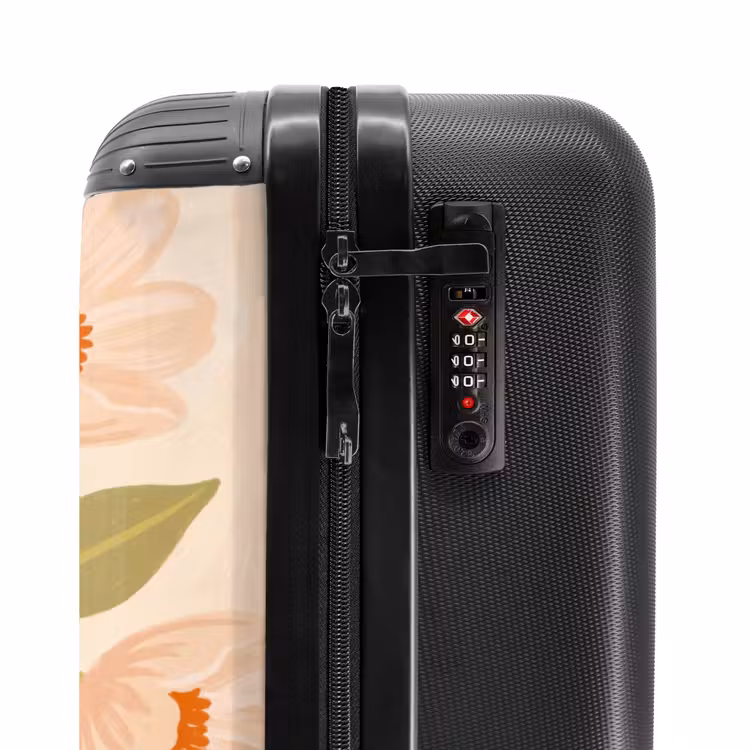 Koffer - Blumen – Vase – Abstrakt – Lila – Orange - Bloemen - Vaas - Abstract - Paars - Oranje NBS - Handbagage koffer - Vrouwen middel