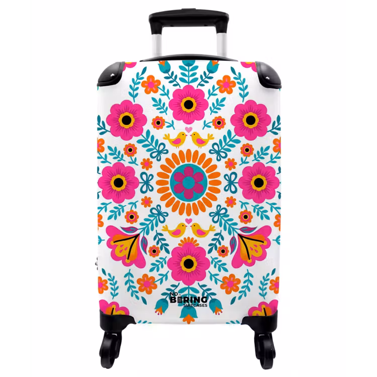 Koffer - Blumen – Vogel – Muster – Bunt – Modern - Bloemen - Vogel - Patroon - Kleurrijk - Modern NBS - Handbagage koffer - Vrouwen middel