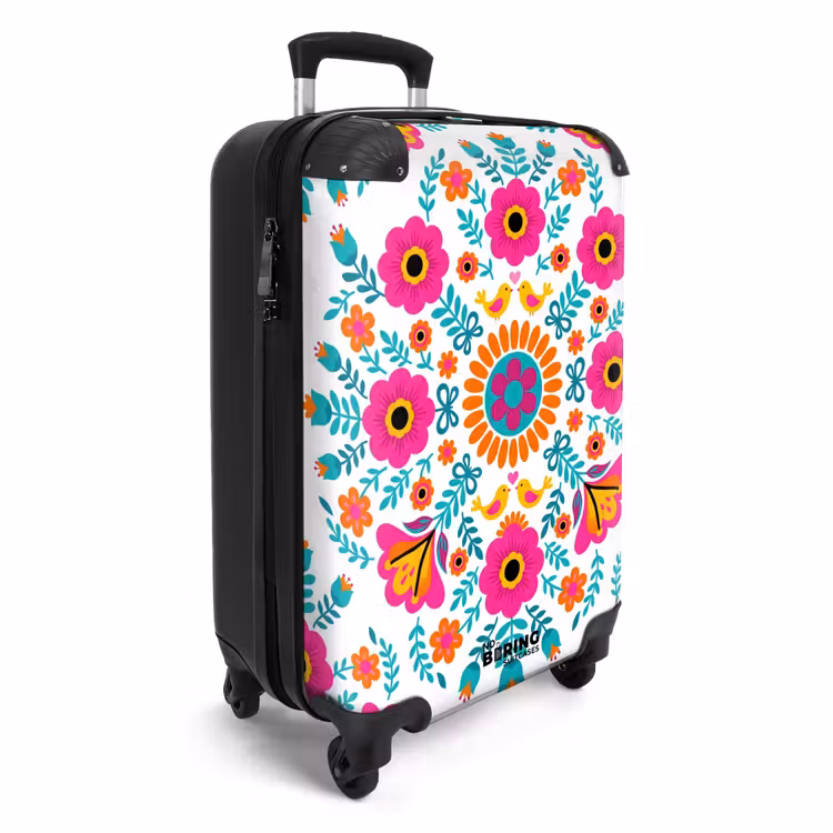 Koffer - Blumen – Vogel – Muster – Bunt – Modern - Bloemen - Vogel - Patroon - Kleurrijk - Modern NBS - Handbagage koffer - Vrouwen middel