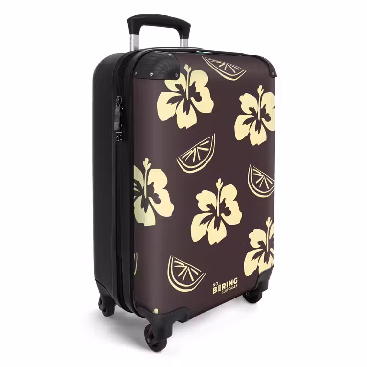 Koffer - Blumen – Zitrusfrüchte – Braun - Bloemen - Citrus - Bruin NBS - Handbagage koffer - Vrouwen middel