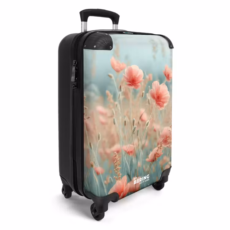 Bloemenveld met roze klaprozen NBS - Handbagage koffer - Unisex middel -productfoto_3d