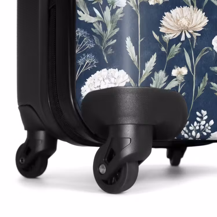 Bloemen patroon blauw NBS - Handbagage koffer - Volwassenen Unisex middel -wiel