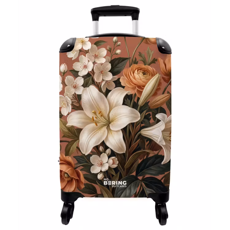 Koffer - Blumenstrauß – Retro – Bunt - Boeket - Retro - Kleurrijk NBS - Handbagage koffer - Vrouwen middel