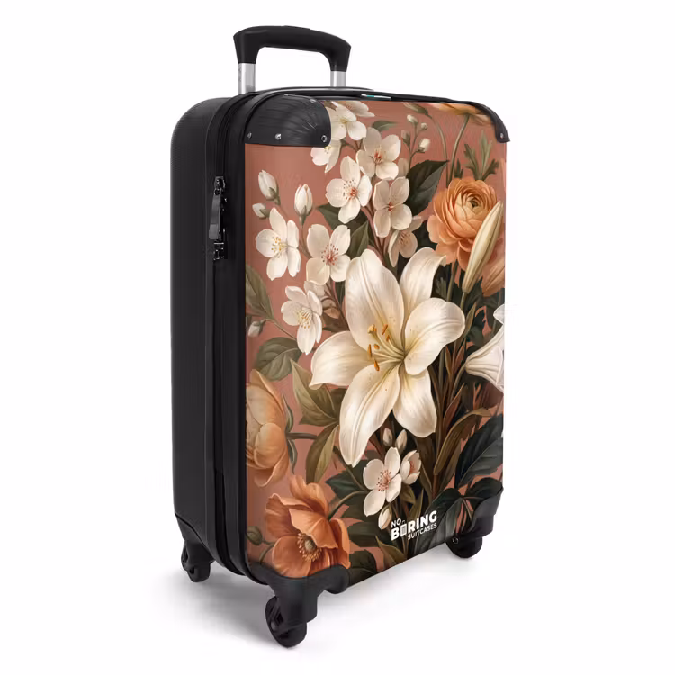 Koffer - Blumenstrauß – Retro – Bunt - Boeket - Retro - Kleurrijk NBS - Handbagage koffer - Vrouwen middel