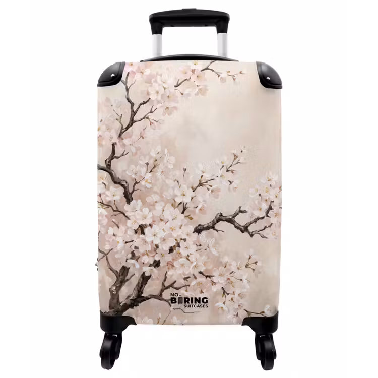 Koffer - Blüte – Illustration – Taupe - Bloesem - Illustratie - Taupe NBS - Handbagage koffer - Vrouwen middel