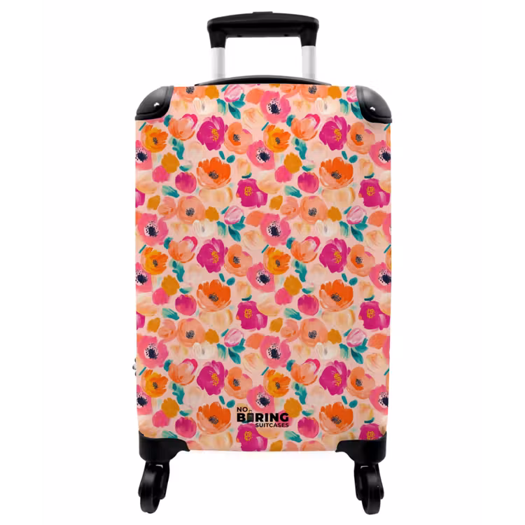 Koffer - Blüten – Fröhlich – Bunt - Bloesems - Vrolijk - Kleurrijk NBS - Handbagage koffer - Vrouwen middel