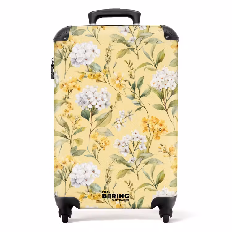 Bloesem patroon geel NBS - Handbagage koffer - Kinderen Unisex middel -productfoto_recht