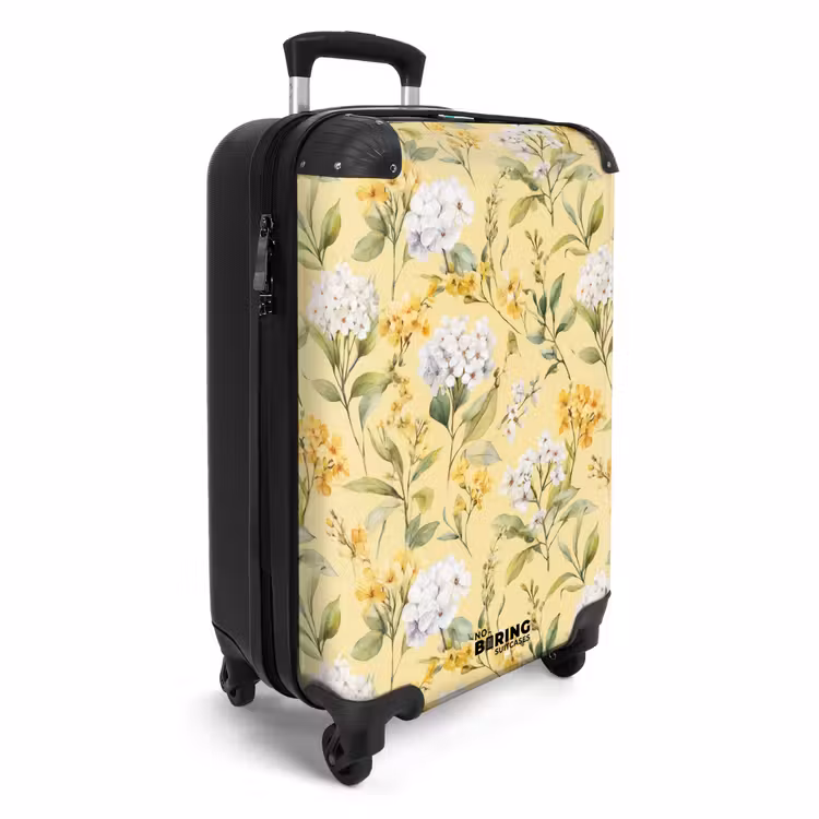 Bloesem patroon geel NBS - Handbagage koffer - Kinderen Unisex middel -productfoto_3d