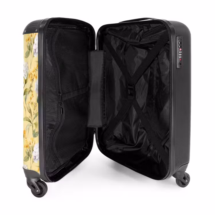 Bloesem patroon geel NBS - Handbagage koffer - Kinderen Unisex middel -binnenkant
