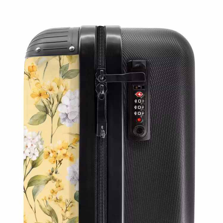 Bloesem patroon geel NBS - Handbagage koffer - Volwassenen Unisex middel -slot