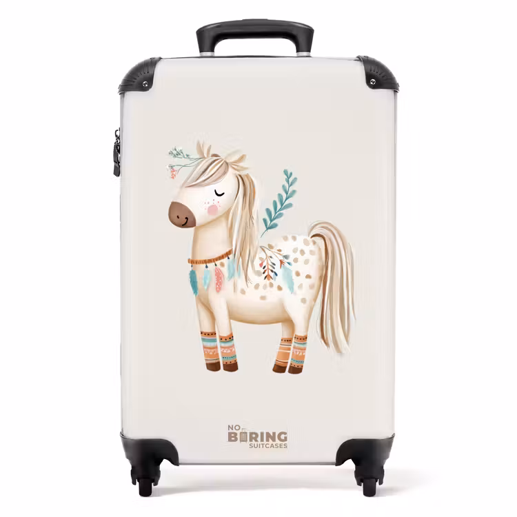 Bohemian paard in beige tinten NBS - Handbagage koffer - Volwassenen Unisex middel -productfoto_recht