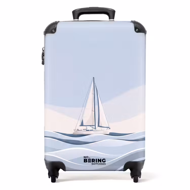 Koffer - Boot – Segel – Meer – Modern – Beige - Boot - Zeil - Zee - Modern - Beige NBS - Handbagage koffer - Volwassenen Unisex middel