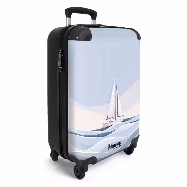 Koffer - Boot – Segel – Meer – Modern – Beige - Boot - Zeil - Zee - Modern - Beige NBS - Handbagage koffer - Volwassenen Unisex middel