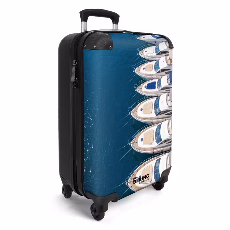 Koffer - Boot – Yachthafen – Wasser – Sommer – Blau - Boot - Jachthaven - Water - Zomer - Blauw NBS - Handbagage koffer - Volwassenen Unisex middel