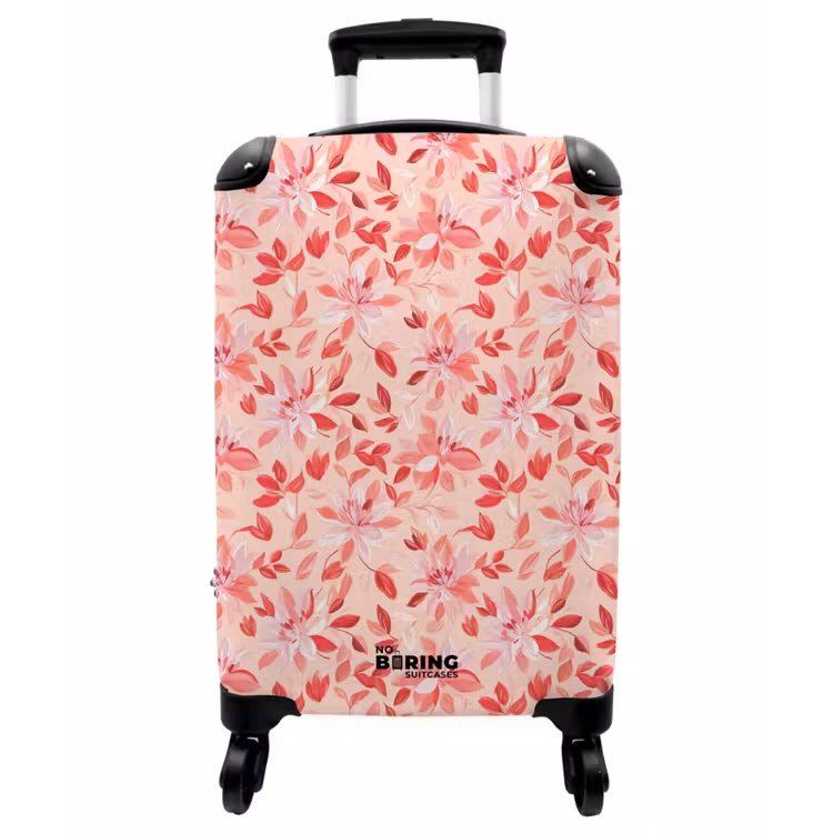 Koffer - Botanik – Blumen – Rot - Botanisch - Bloemen - Rood NBS - Handbagage koffer - Vrouwen middel