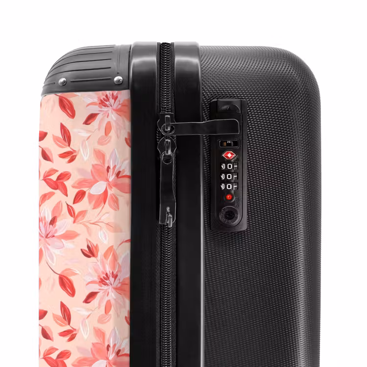 Koffer - Botanik – Blumen – Rot - Botanisch - Bloemen - Rood NBS - Handbagage koffer - Vrouwen middel