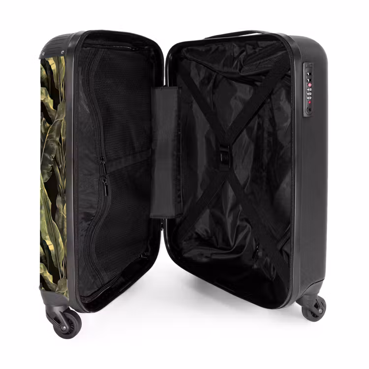 Botanisch - Bladeren - Groen NBS - Handbagage koffer - Volwassenen Unisex middel -binnenkant
