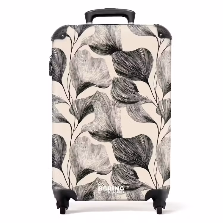 Botanisch - Bladeren - Zwart NBS - Handbagage koffer - Volwassenen Unisex middel -productfoto_recht
