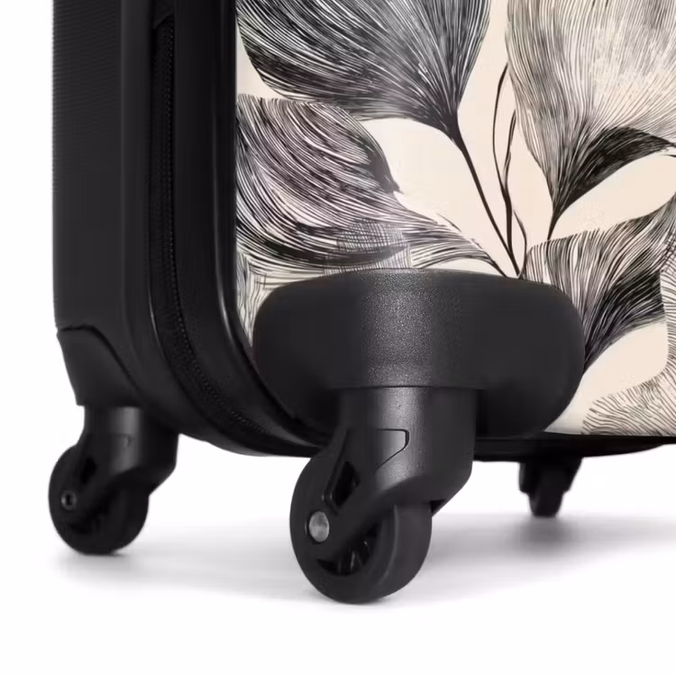 Botanisch - Bladeren - Zwart NBS - Handbagage koffer - Volwassenen Unisex middel -wiel