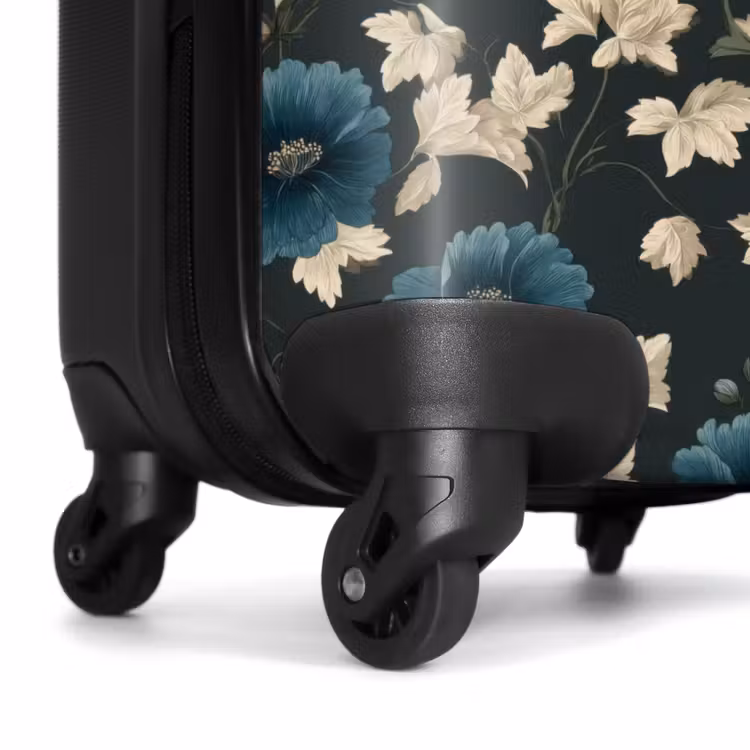 Botanisch - Bloemen - Blauw NBS - Handbagage koffer - Volwassenen Unisex middel -wiel