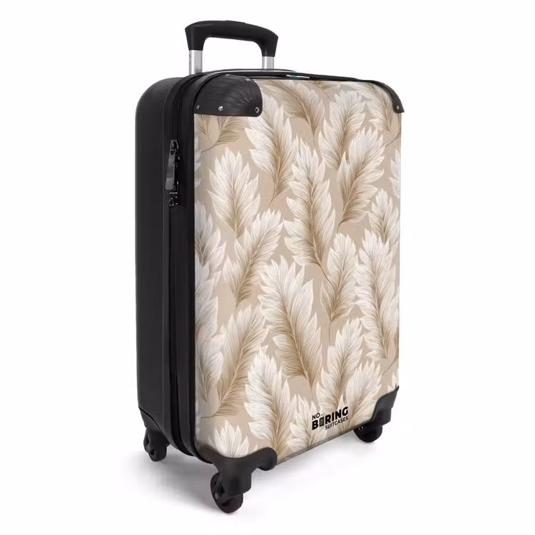 Botanisch - Patroon - Beige NBS - Handbagage koffer - Volwassenen Unisex middel -productfoto_3d