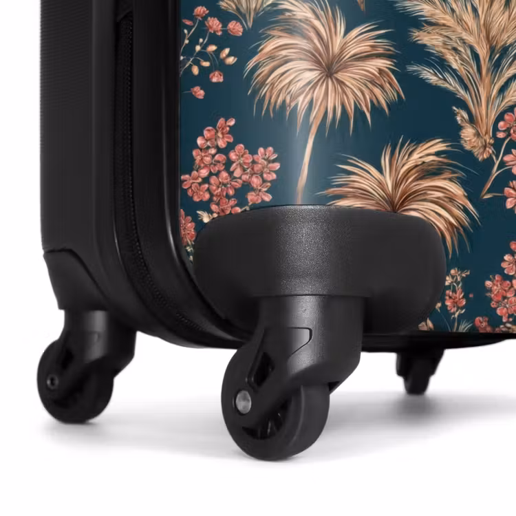 Botanisch - Patroon - Blauw NBS - Handbagage koffer - Volwassenen Unisex middel -wiel