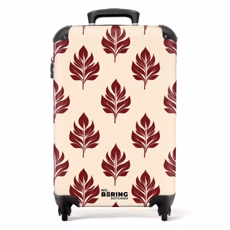 Botanisch - Patroon - Bordeaux NBS - Handbagage koffer - Volwassenen Unisex middel -productfoto_recht