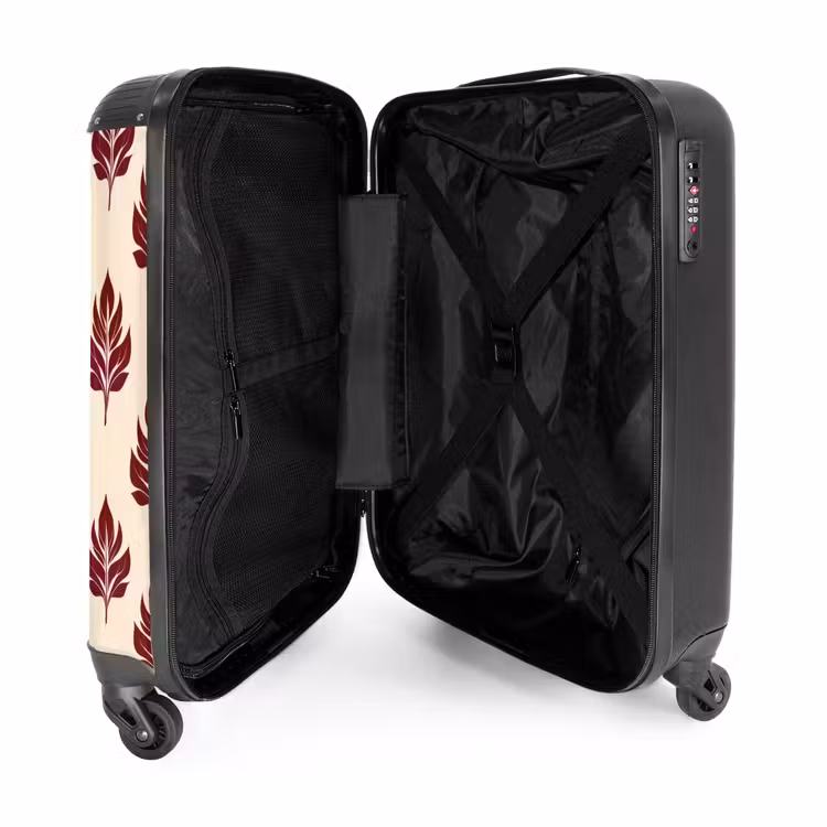 Botanisch - Patroon - Bordeaux NBS - Handbagage koffer - Volwassenen Unisex middel -binnenkant