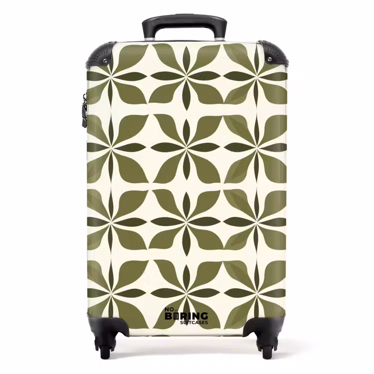 Botanisch - Retro - Groen NBS - Handbagage koffer - Volwassenen Unisex middel -productfoto_recht