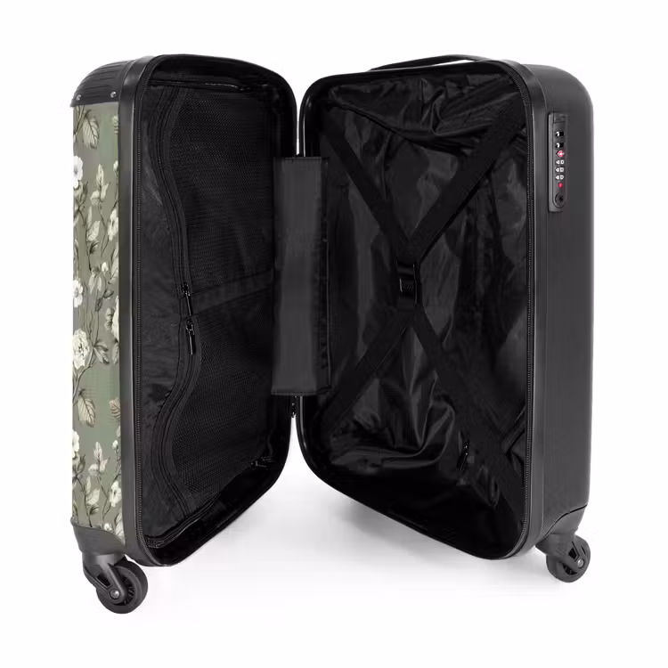 Botanisch - Vogels - Groen NBS - Handbagage koffer - Volwassenen Unisex middel -binnenkant