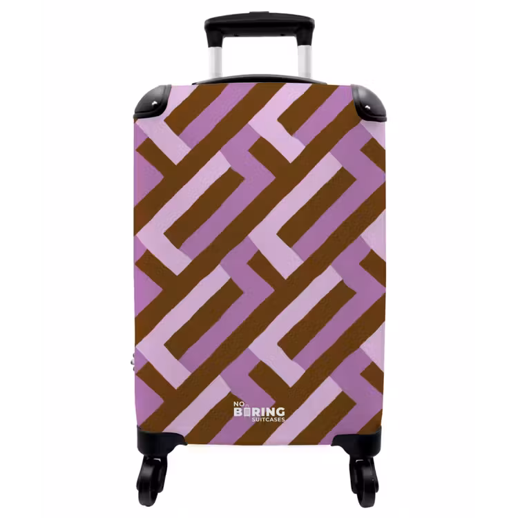 Koffer - Braun – Rosa – Geometrisch – Mäander – Muster - Bruin - Roze - Geometrisch - Meander - Patroon NBS - Handbagage koffer - Vrouwen middel