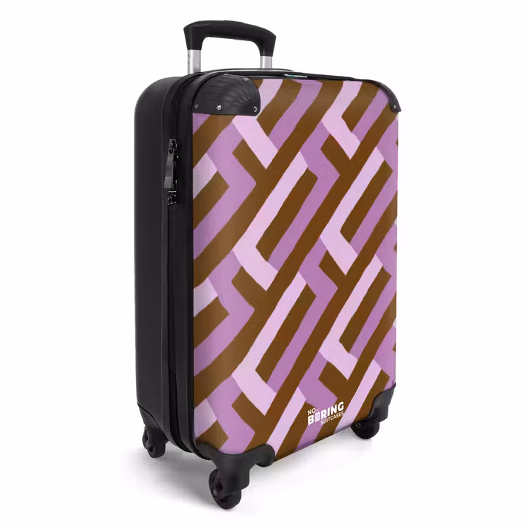 Koffer - Braun – Rosa – Geometrisch – Mäander – Muster - Bruin - Roze - Geometrisch - Meander - Patroon NBS - Handbagage koffer - Vrouwen middel