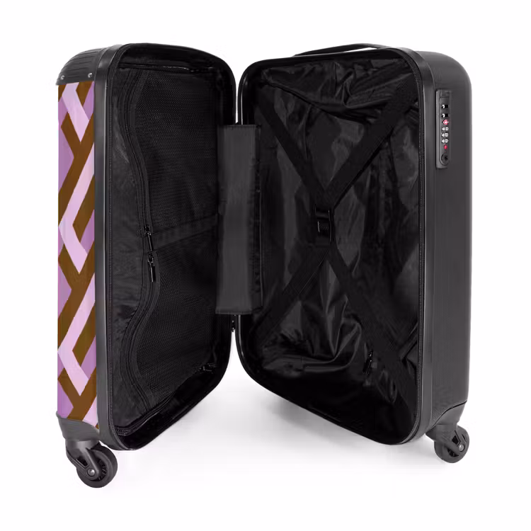 Koffer - Braun – Rosa – Geometrisch – Mäander – Muster - Bruin - Roze - Geometrisch - Meander - Patroon NBS - Handbagage koffer - Vrouwen middel