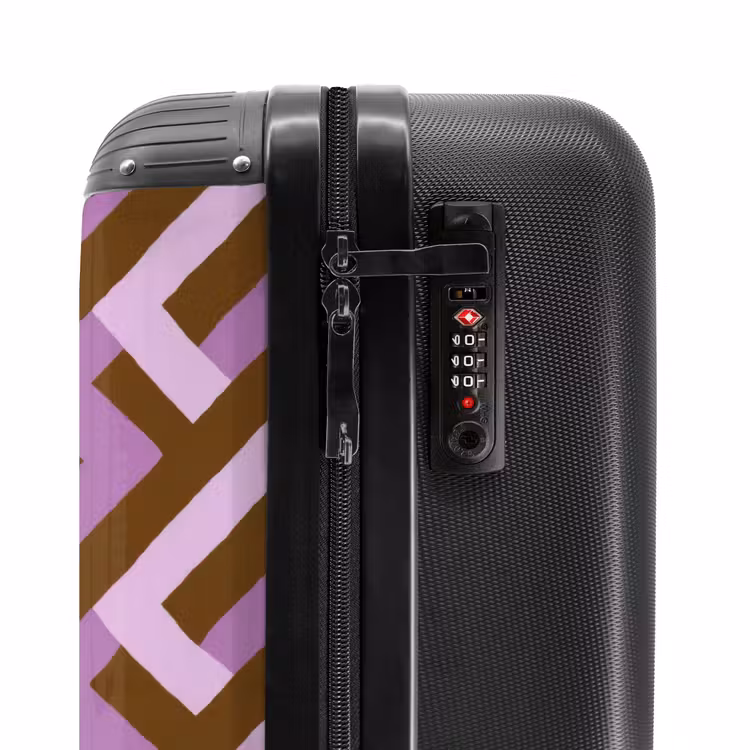 Koffer - Braun – Rosa – Geometrisch – Mäander – Muster - Bruin - Roze - Geometrisch - Meander - Patroon NBS - Handbagage koffer - Vrouwen middel