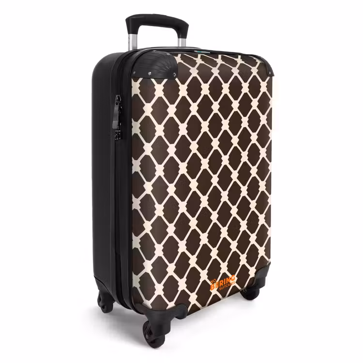 Bruin - Ruitpatroon - Geometrisch NBS - Handbagage koffer - Volwassenen Unisex middel -productfoto_3d