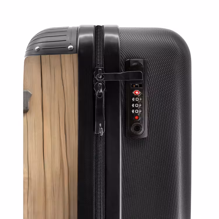 Bruine stier steekt hoofd door houten deur NBS - Handbagage koffer - Kinderen Unisex middel -slot