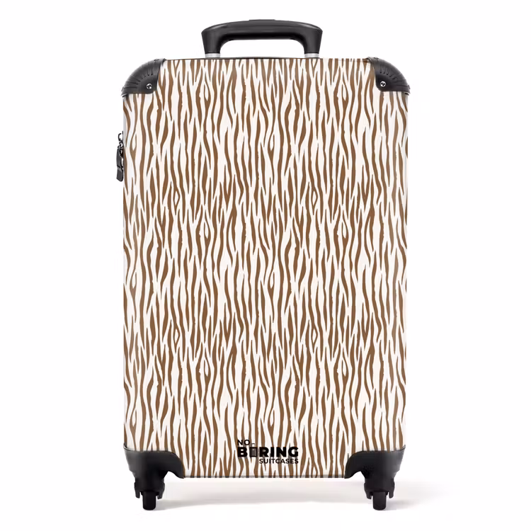 Bruine zebraprint op lichte achtergrond NBS - Handbagage koffer - Volwassenen Unisex middel -productfoto_recht