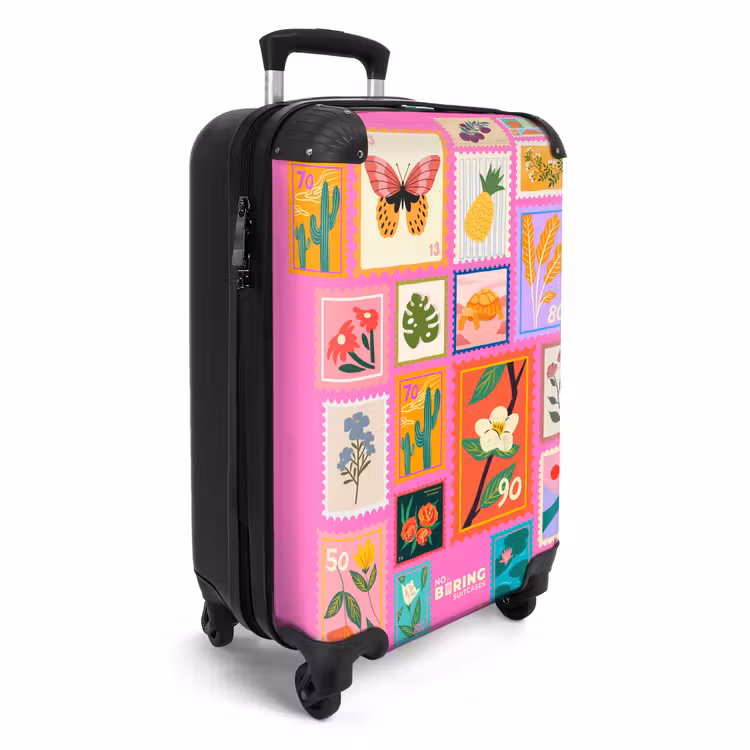 Koffer - Briefmarke – Natur – Rosa - Postzegel - Natuur - Roze NBS - Handbagage koffer - Vrouwen middel