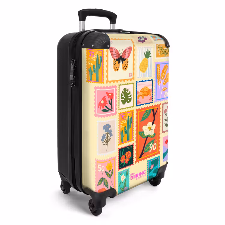 Koffer - Briefmarken – Bunt – Natur - Postzegels - Kleurrijk - Natuur NBS - Handbagage koffer - Vrouwen middel