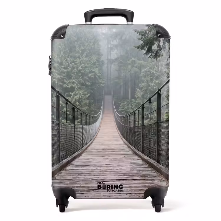 Koffer - Brücke – Wald – Nebel – Natur - Brug - Bos - Mist - Natuur NBS - Handbagage koffer - Volwassenen Unisex middel