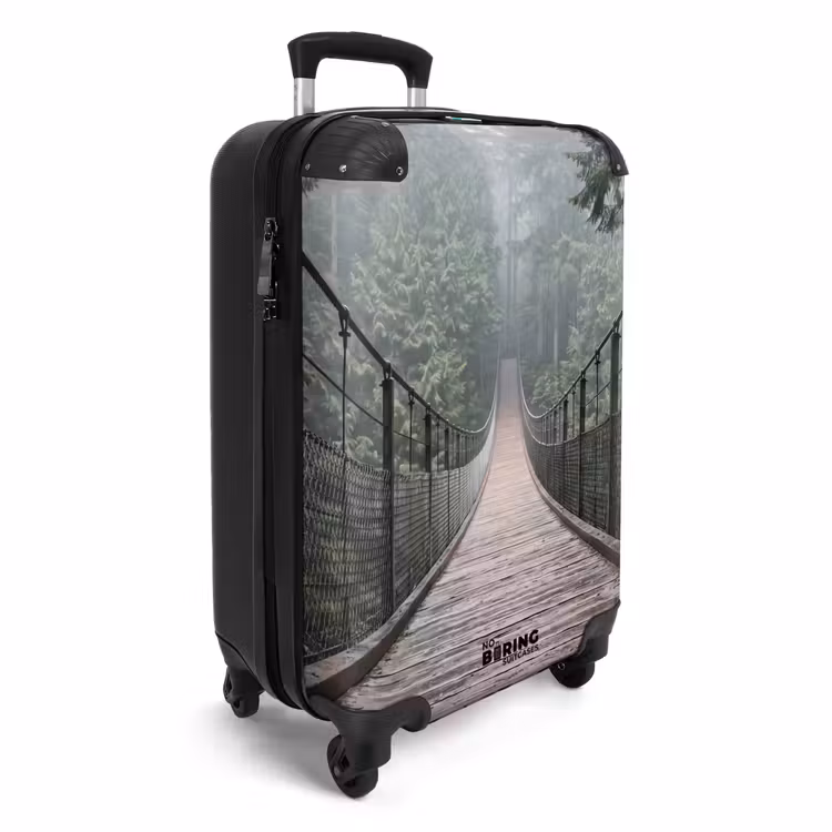 Koffer - Brücke – Wald – Nebel – Natur - Brug - Bos - Mist - Natuur NBS - Handbagage koffer - Volwassenen Unisex middel