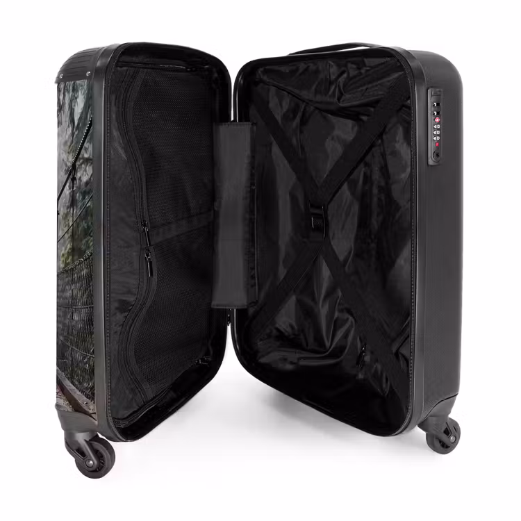 Koffer - Brücke – Wald – Nebel – Natur - Brug - Bos - Mist - Natuur NBS - Handbagage koffer - Volwassenen Unisex middel
