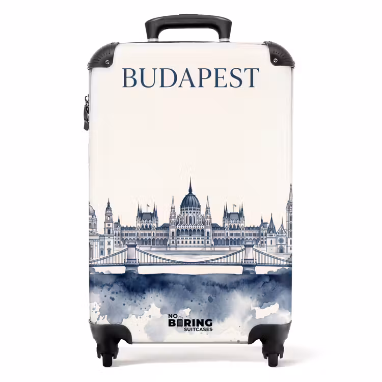 Koffer - Budapest – Skyline – Architektur – Aquarell – Blau - Boedapest - Skyline - Architectuur - Aquarel - Blauw NBS - Handbagage koffer - Volwassenen Unisex middel