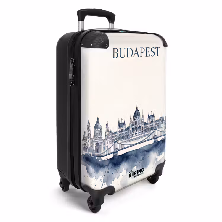 Koffer - Budapest – Skyline – Architektur – Aquarell – Blau - Boedapest - Skyline - Architectuur - Aquarel - Blauw NBS - Handbagage koffer - Volwassenen Unisex middel