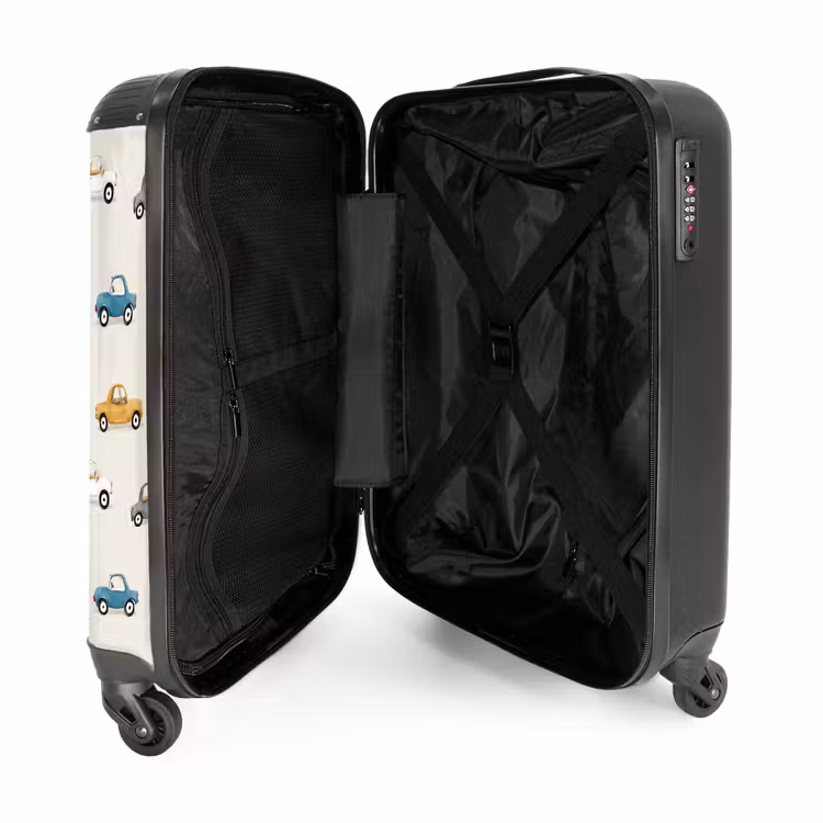Kleurrijke retro autootjes NBS - Handbagage koffer - Volwassenen Unisex middel -binnenkant
