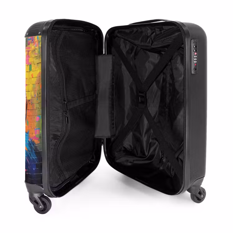 Kleurrijke aap met koptelefoon in graffiti stijl NBS - Handbagage koffer - Unisex middel -binnenkant
