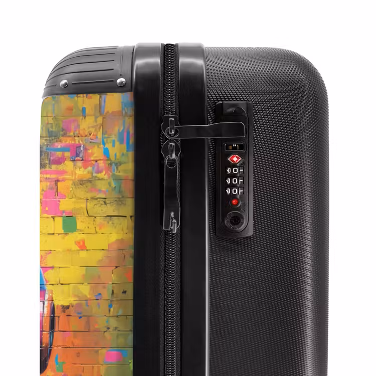 Kleurrijke aap met koptelefoon in graffiti stijl NBS - Handbagage koffer - Unisex middel -slot
