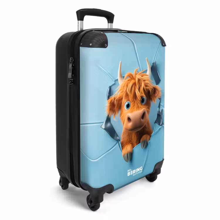 Cartoonachtige koe breekt door muur NBS - Handbagage koffer - Kinderen Unisex middel -productfoto_3d